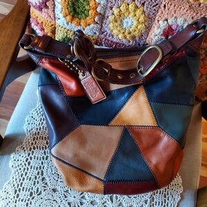 Patchwork Leather Hobo Bag in Multi-Color - Coach